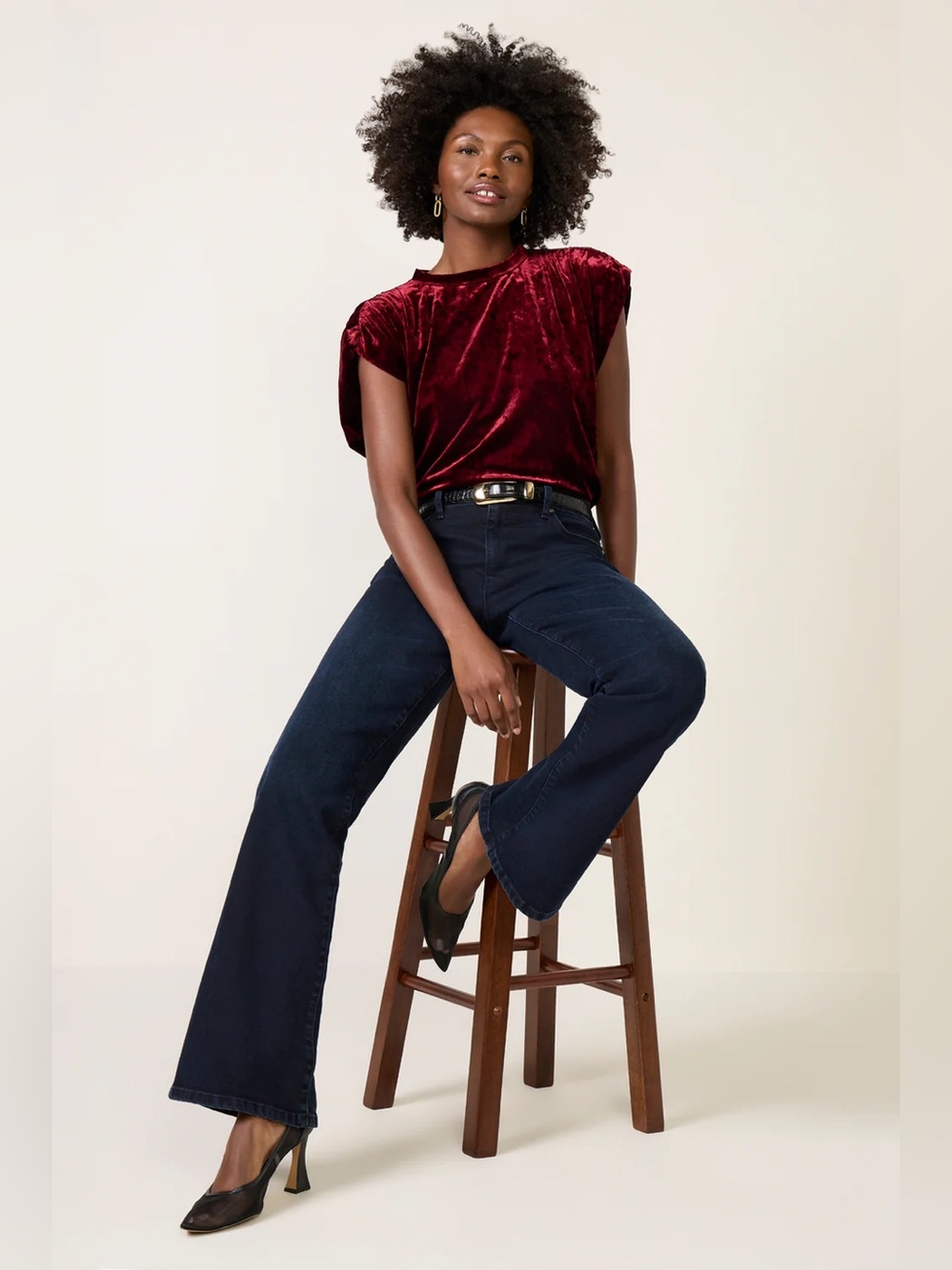 Melissa Nepton Evereve Acacia Shirred Velvet Shoulder Tee Holiday Women’s XS NEW